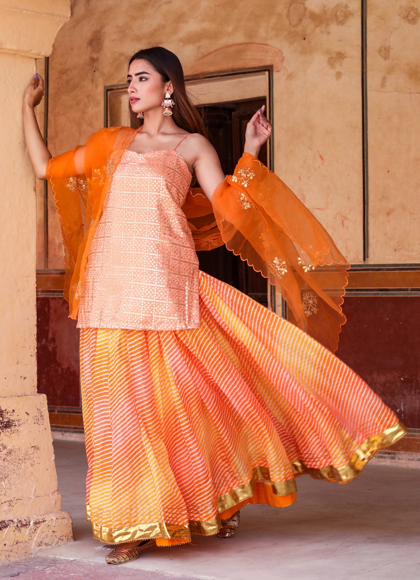 Devaki Orange Lehenga Set
