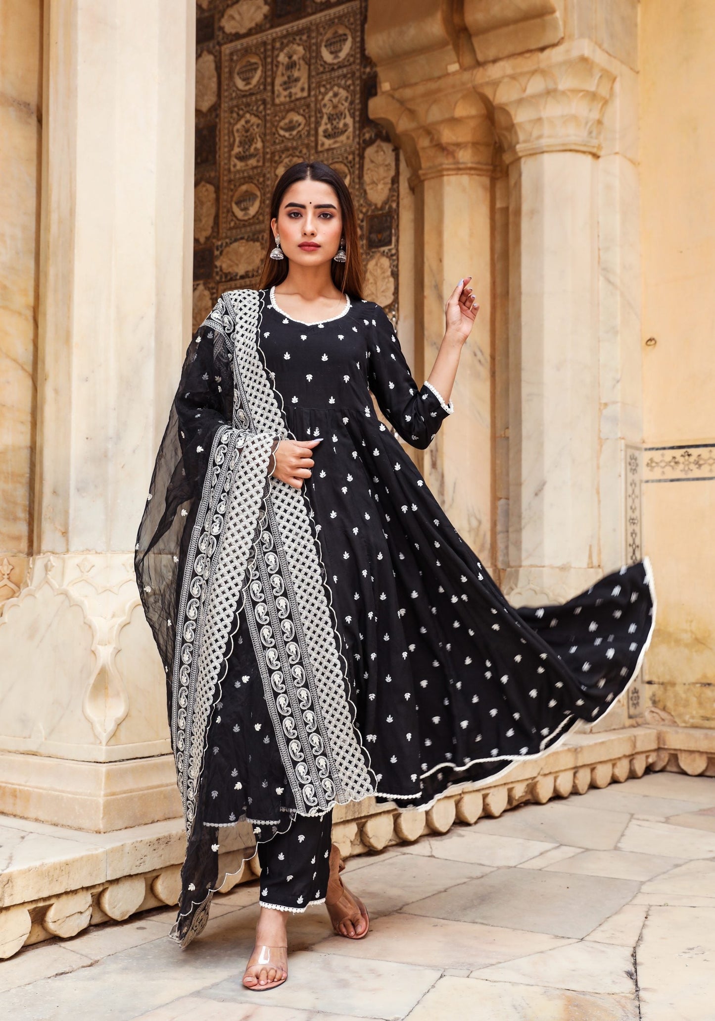 Hairat Black Anarkali Set