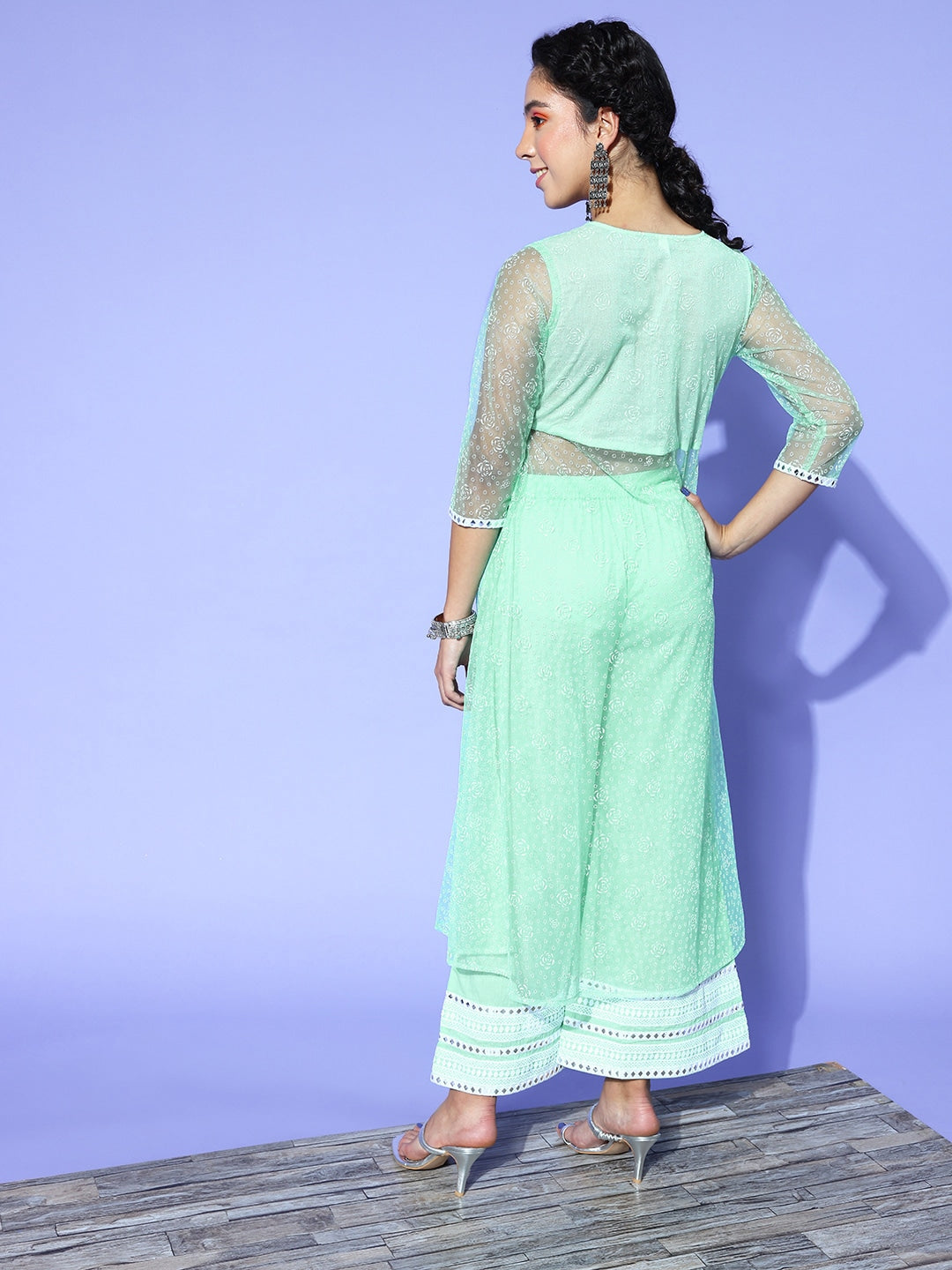 Sea Green Printed Top with Trousers Yufta Store