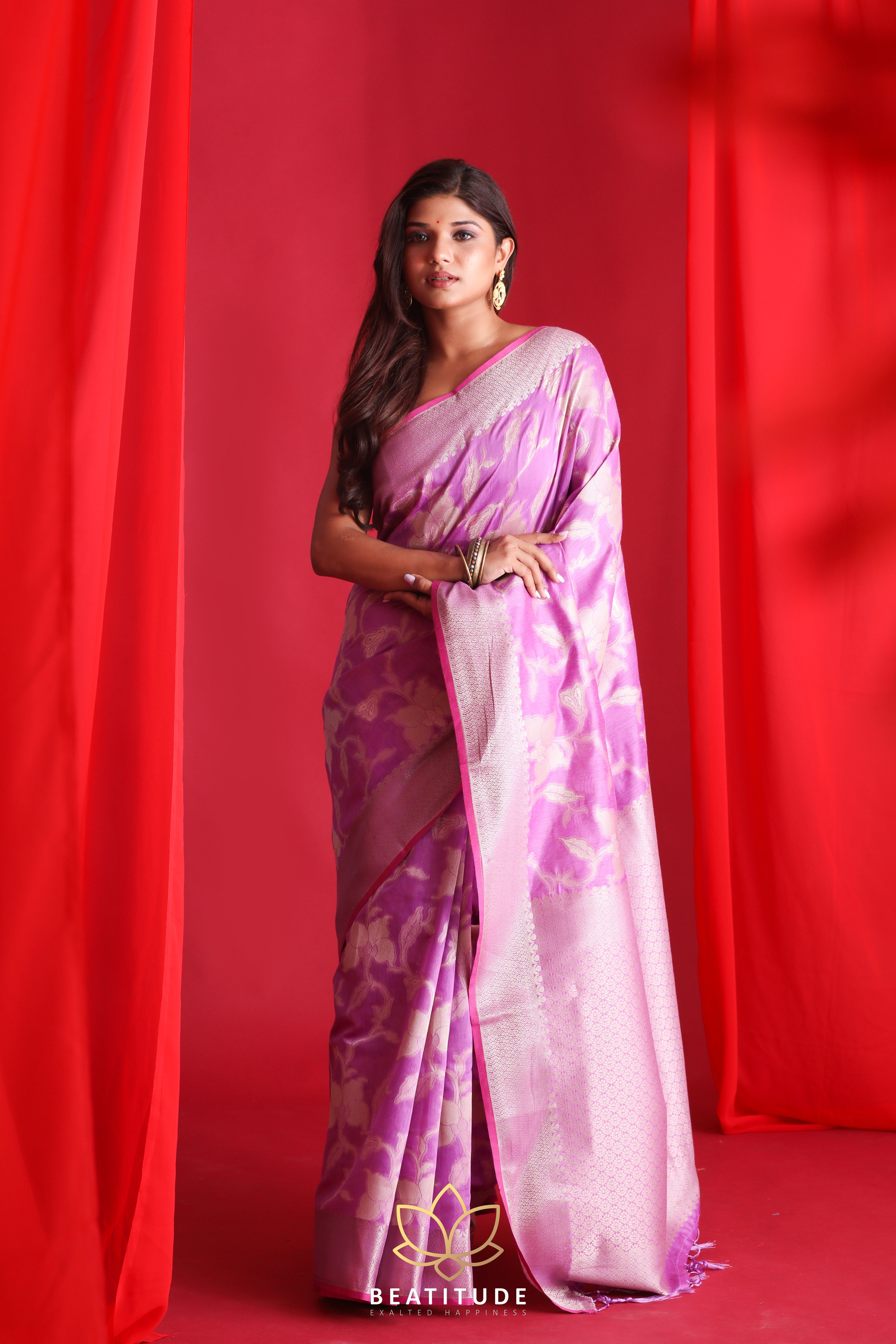 Buy V V FASHION Woven Banarasi Pure Silk Purple Sarees Online @ Best Price  In India | Flipkart.com