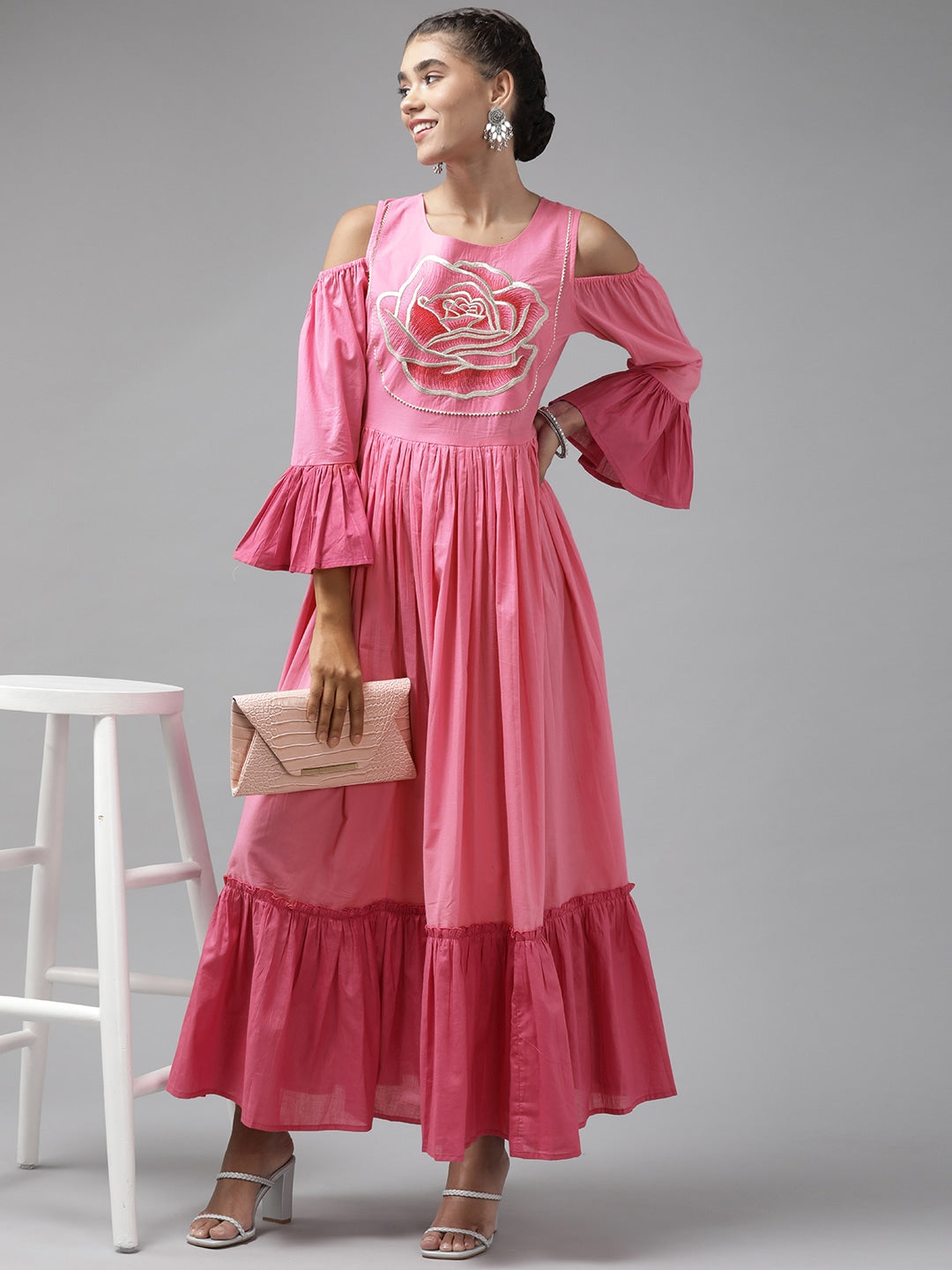 Yufta Pink Ethnic Maxi Dress Yufta Store