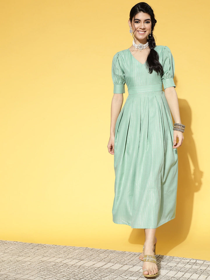 Sea Green & Silver Lurex Dress Yufta Store