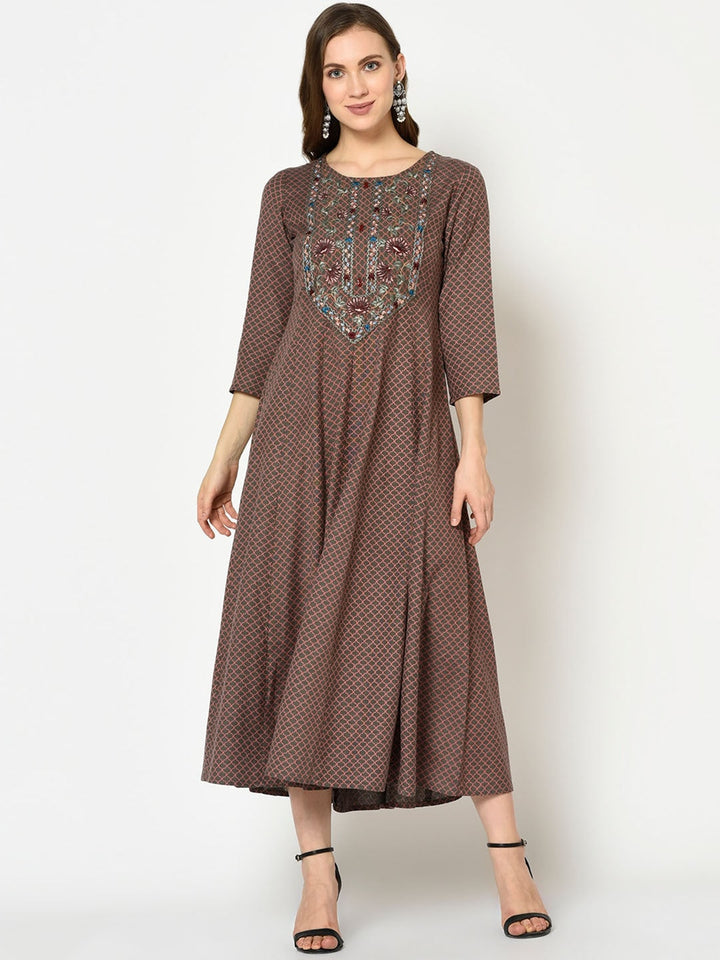 Grey Anarkali Kurta Yufta