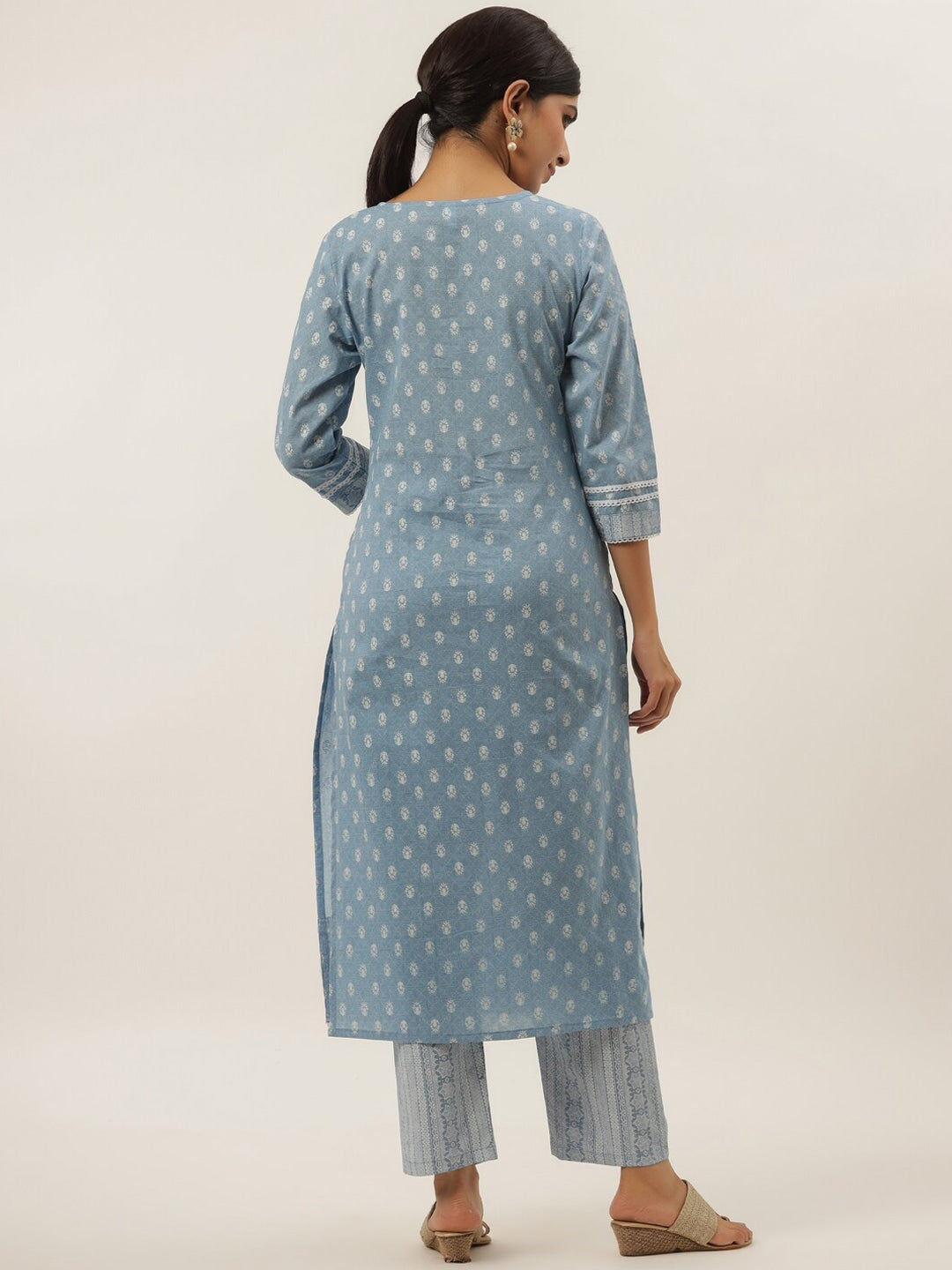 Blue Printed Cotton Kurta Set Yufta Store