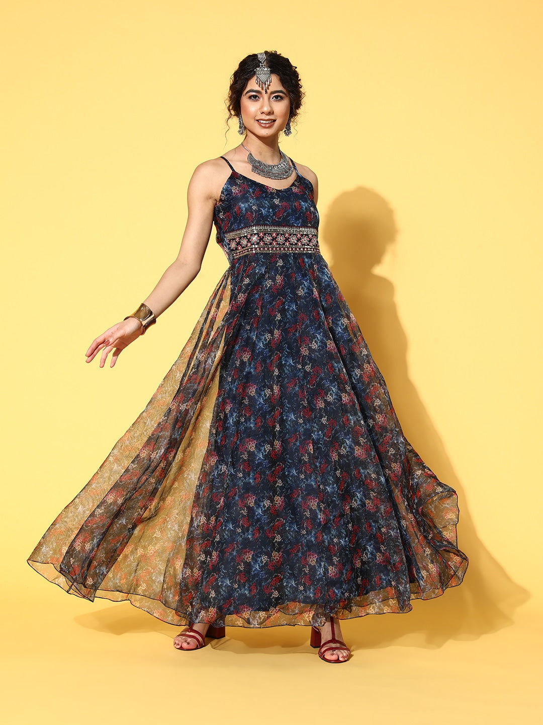 Ethnic Floral Print Dress Vacation Sleeveless Maxi Dress - Temu
