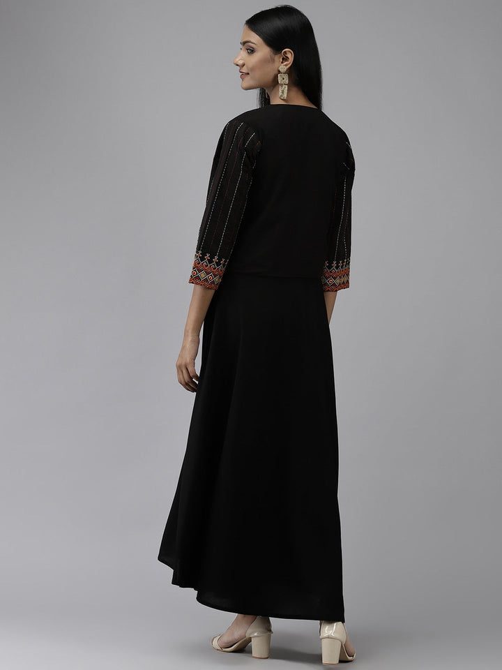 Black Ethnic Dress with Jacket Yufta Store