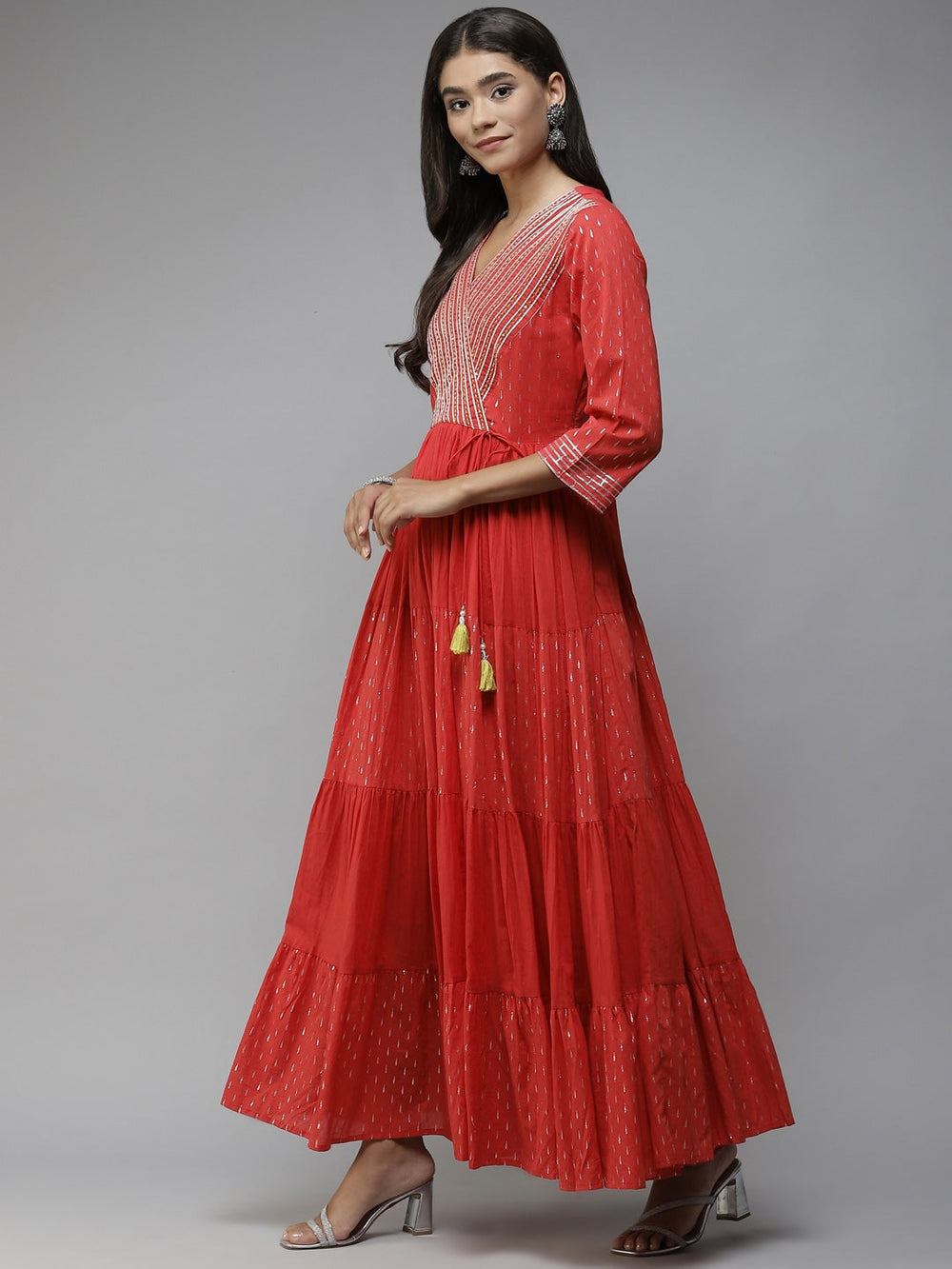 Red Gotta Patti Ethnic Maxi Dress Yufta Store