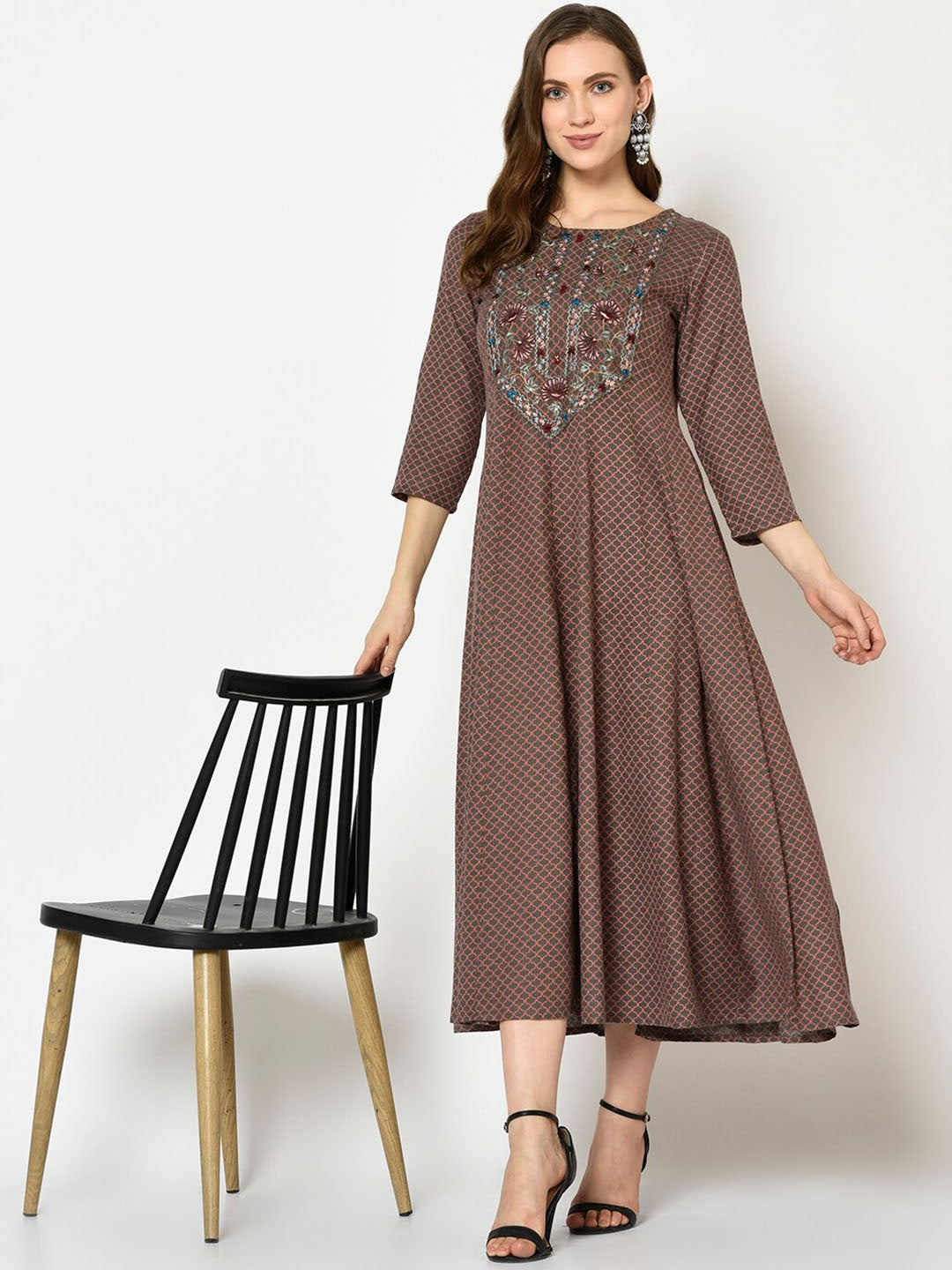 Grey Anarkali Kurta Yufta