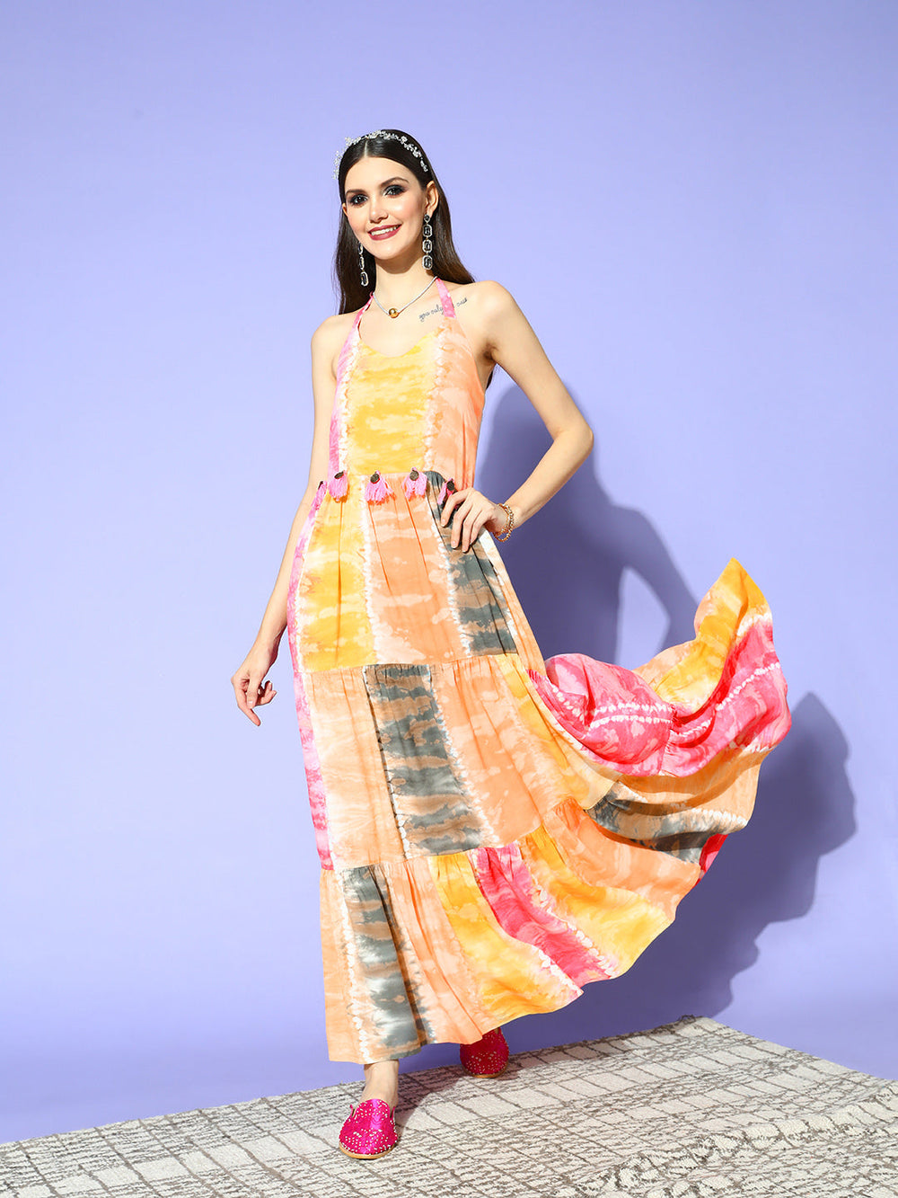Multicoloured Tiered Dress Yufta Store