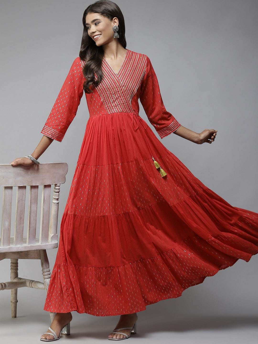 Red Gotta Patti Ethnic Maxi Dress Yufta Store