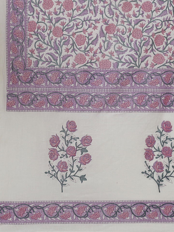 Lavender Ethnic Motifs Cotton Dupatta Set Yufta Store