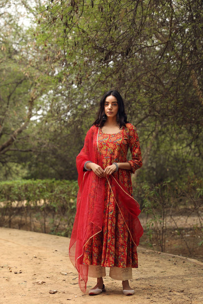 Sufi Red Anarkali Set