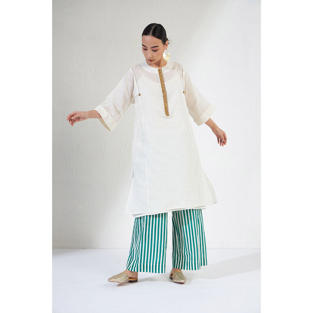 Aavidi By Dimple Farah Off White Embellished Or Sequined Co-ord (Set of 2)