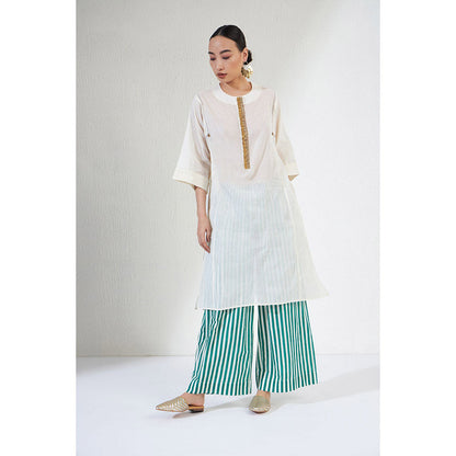 Aavidi By Dimple Farah Off White Embellished Or Sequined Co-ord (Set of 2)
