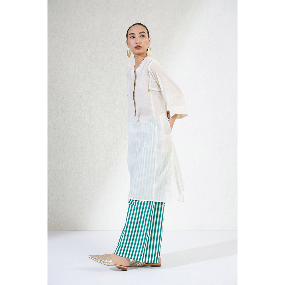 Aavidi By Dimple Farah Off White Embellished Or Sequined Co-ord (Set of 2)