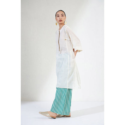 Aavidi By Dimple Farah Off White Embellished Or Sequined Co-ord (Set of 2)