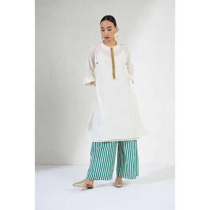 Aavidi By Dimple Farah Off White Embellished Or Sequined Co-ord (Set of 2)
