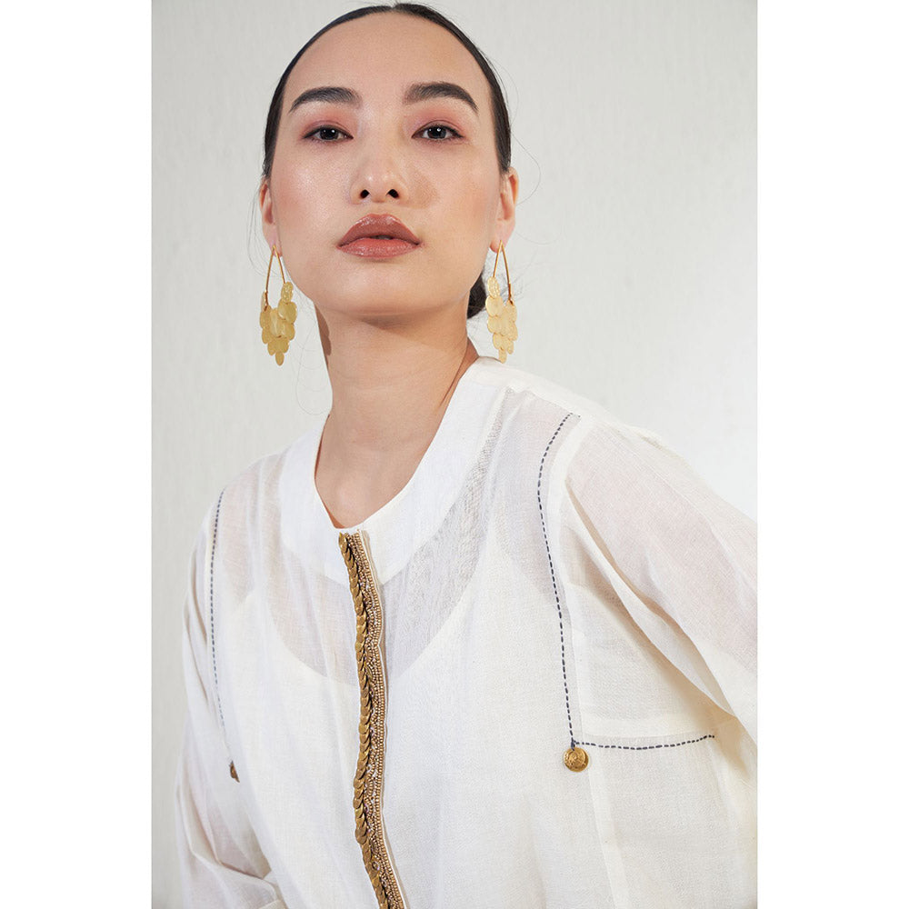 Aavidi By Dimple Farah Off White Embellished Or Sequined Co-ord (Set of 2)