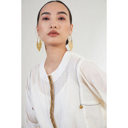 Aavidi By Dimple Farah Off White Embellished Or Sequined Co-ord (Set of 2)