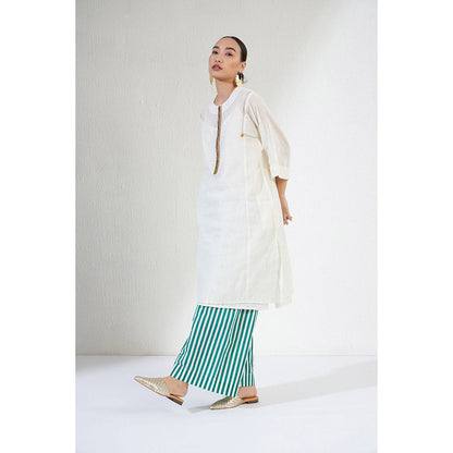 Aavidi By Dimple Farah Off White Embellished Or Sequined Co-ord (Set of 2)