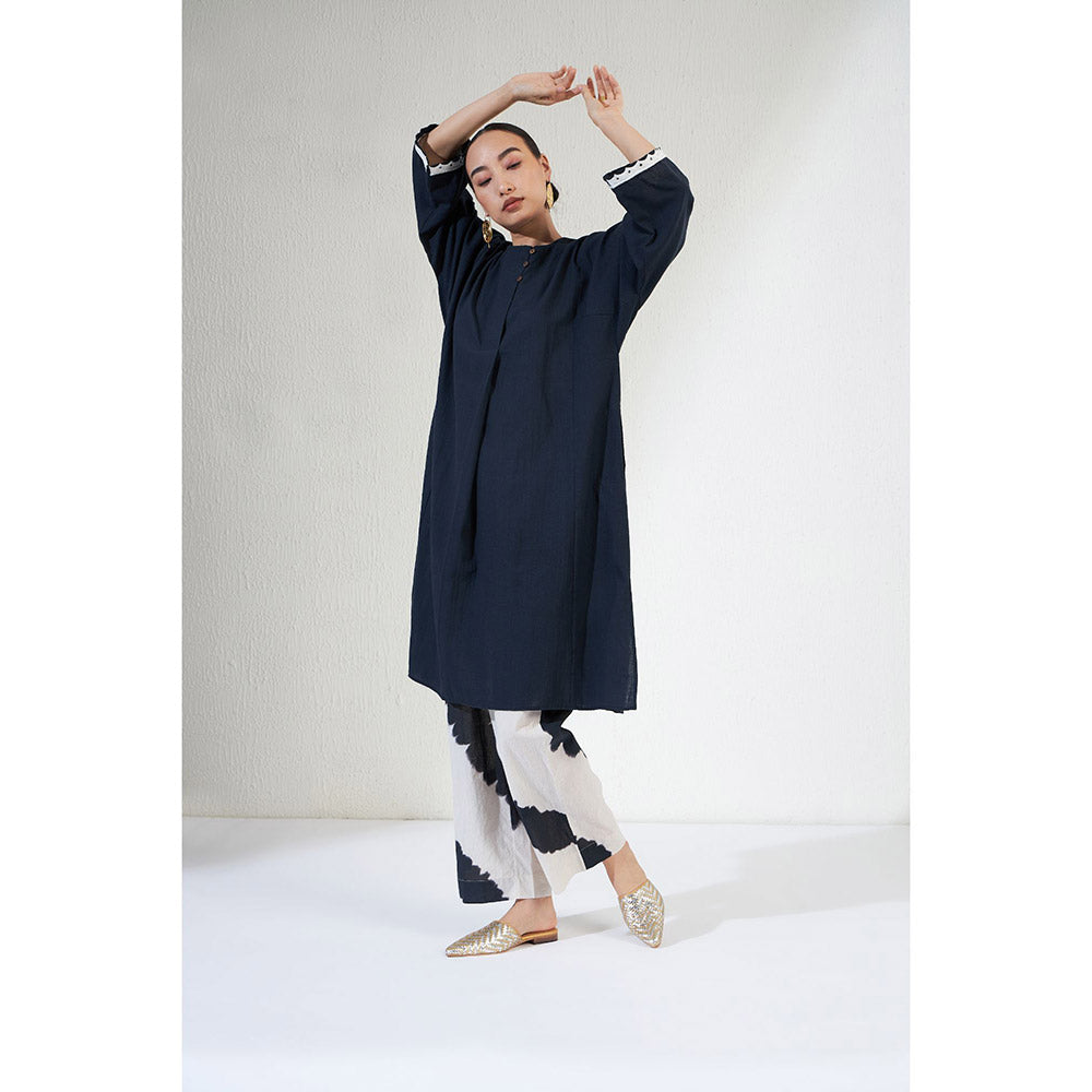 Aavidi By Dimple Zoya Navy Blue Embroidered Co-ord (Set of 2)