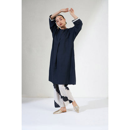 Aavidi By Dimple Zoya Navy Blue Embroidered Co-ord (Set of 2)