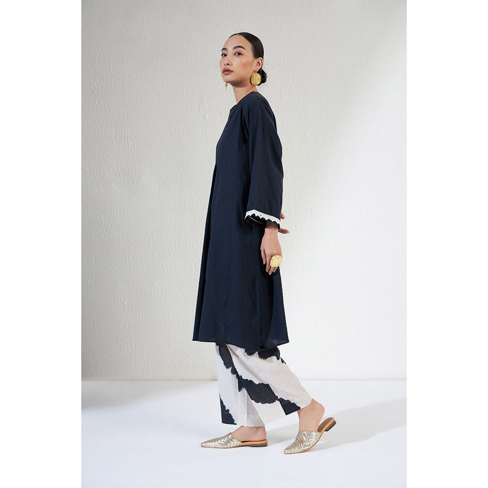 Aavidi By Dimple Zoya Navy Blue Embroidered Co-ord (Set of 2)