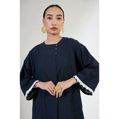 Aavidi By Dimple Zoya Navy Blue Embroidered Co-ord (Set of 2)