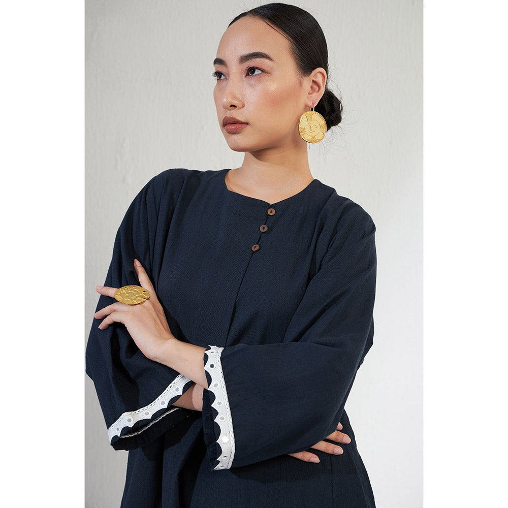 Aavidi By Dimple Zoya Navy Blue Embroidered Co-ord (Set of 2)