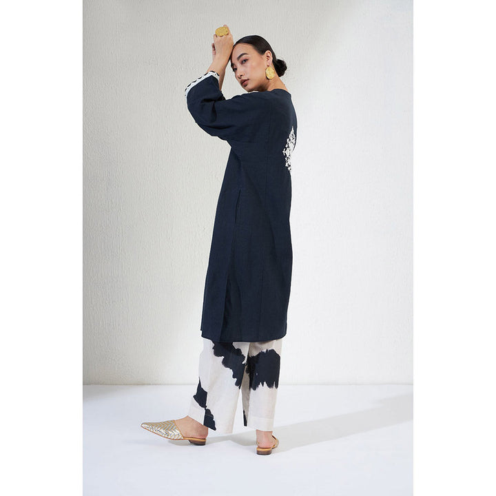 Aavidi By Dimple Zoya Navy Blue Embroidered Co-ord (Set of 2)