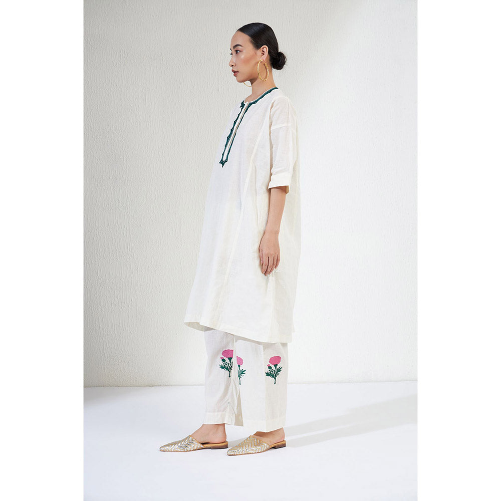 Aavidi By Dimple Zara Off White Embroidered Co-ord (Set of 2)