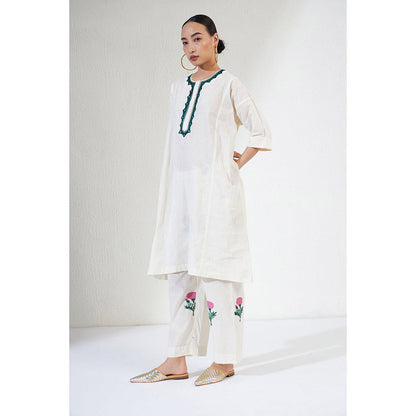 Aavidi By Dimple Zara Off White Embroidered Co-ord (Set of 2)