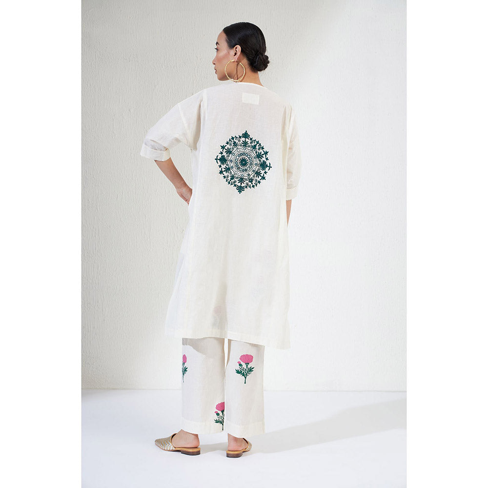 Aavidi By Dimple Zara Off White Embroidered Co-ord (Set of 2)