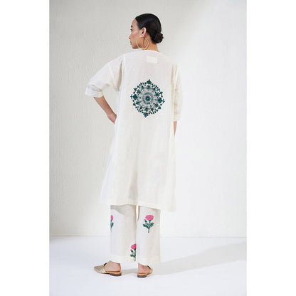 Aavidi By Dimple Zara Off White Embroidered Co-ord (Set of 2)