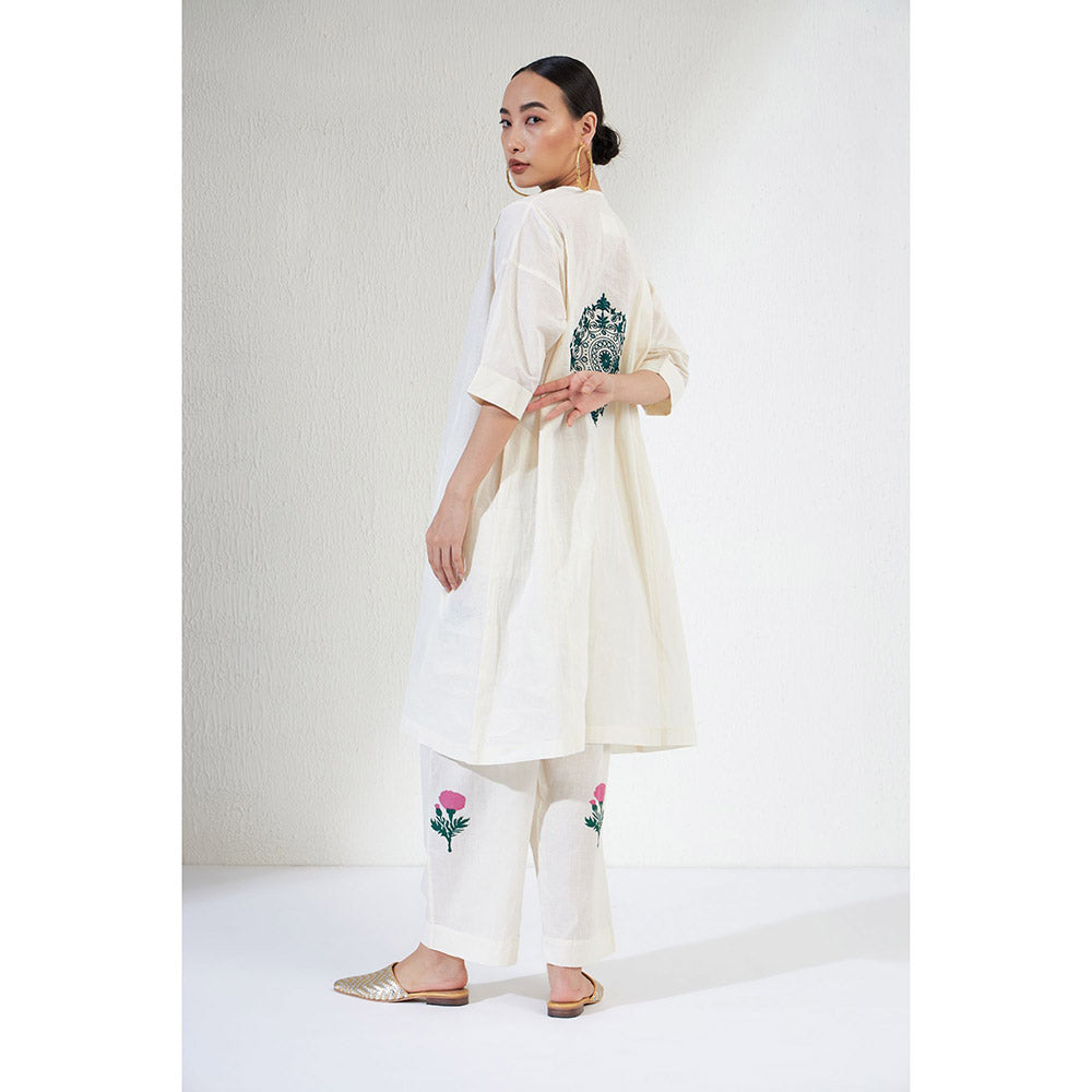 Aavidi By Dimple Zara Off White Embroidered Co-ord (Set of 2)