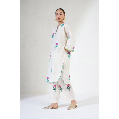 Aavidi By Dimple Gulnar Off White Floral Co-ord (Set of 2)