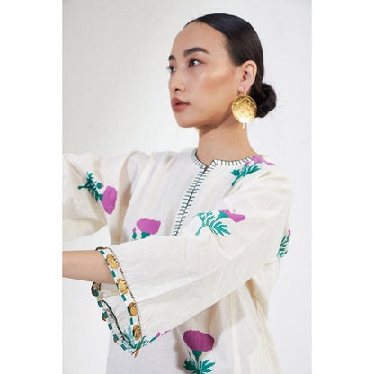 Aavidi By Dimple Gulnar Off White Floral Co-ord (Set of 2)