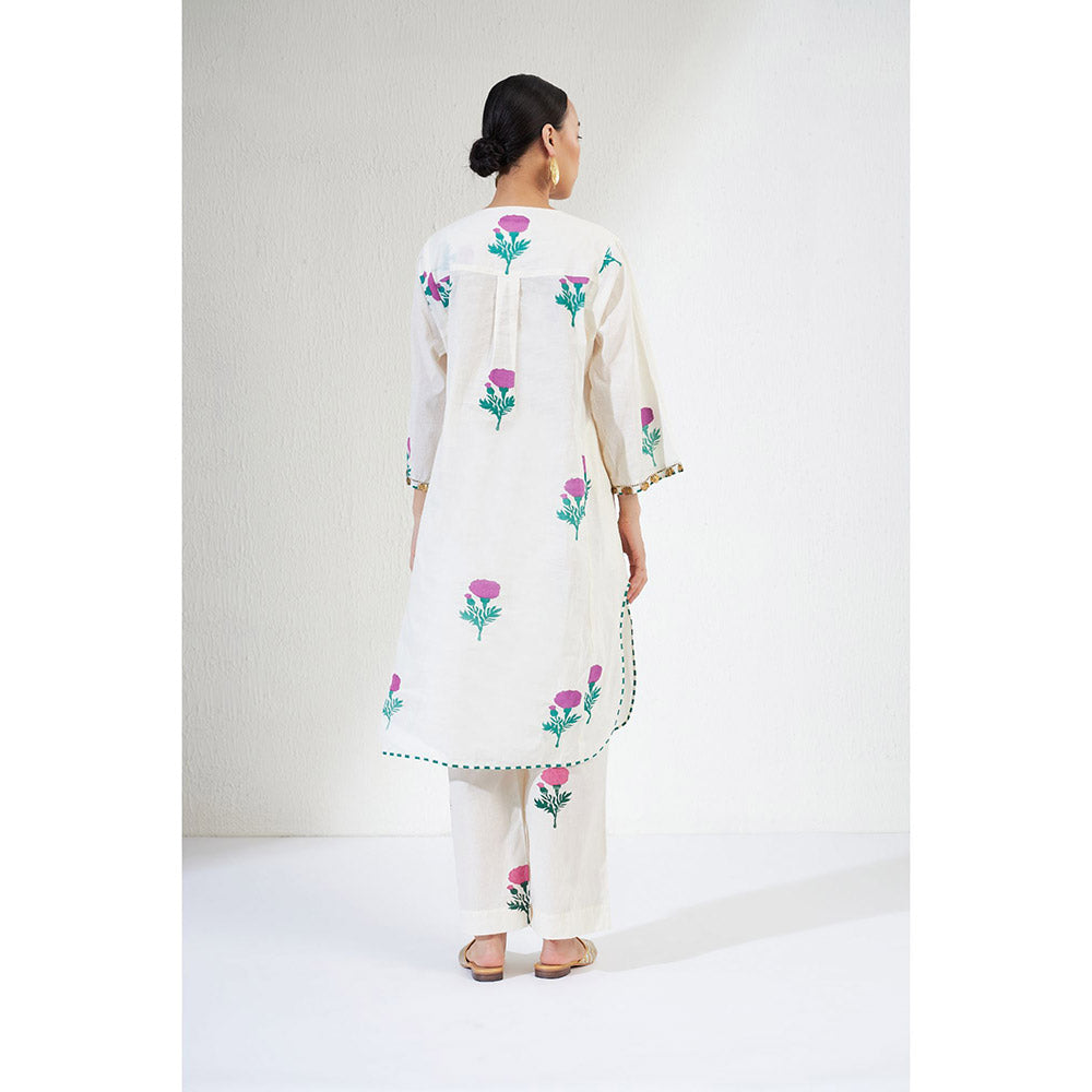 Aavidi By Dimple Gulnar Off White Floral Co-ord (Set of 2)
