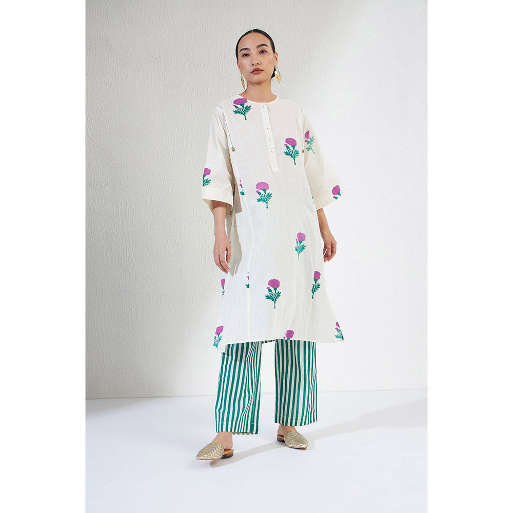 Aavidi By Dimple Tara Green Floral Co-ord (Set of 2)