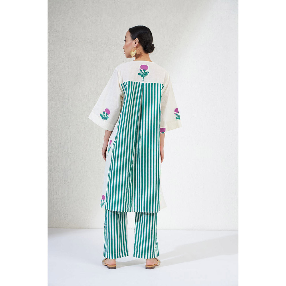 Aavidi By Dimple Tara Green Floral Co-ord (Set of 2)