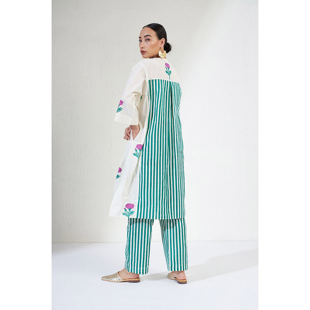 Aavidi By Dimple Tara Green Floral Co-ord (Set of 2)