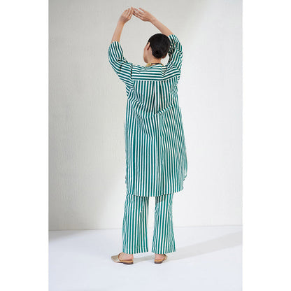 Aavidi By Dimple Zana Green Stripes Co-ord (Set of 2)