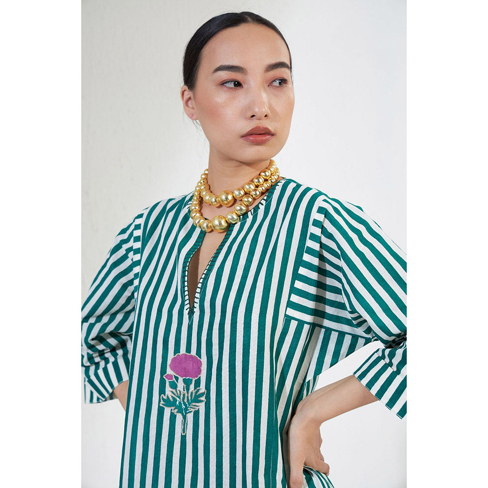 Aavidi By Dimple Zana Green Stripes Co-ord (Set of 2)