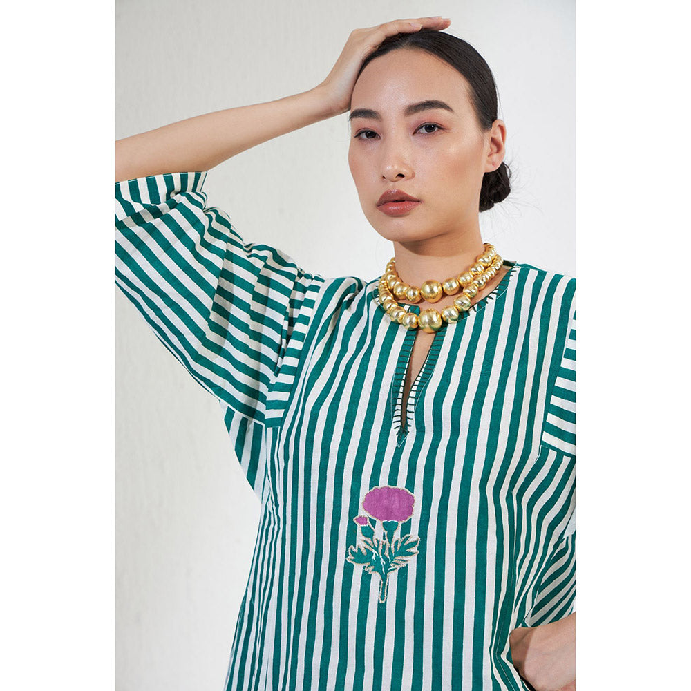 Aavidi By Dimple Zana Green Stripes Co-ord (Set of 2)