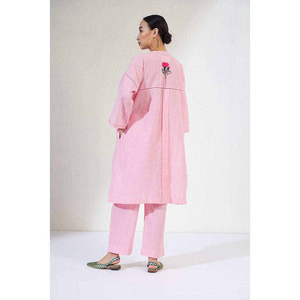 Aavidi By Dimple Naz Pink Embroidered Co-ord (Set of 2)