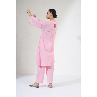 Aavidi By Dimple Naz Pink Embroidered Co-ord (Set of 2)