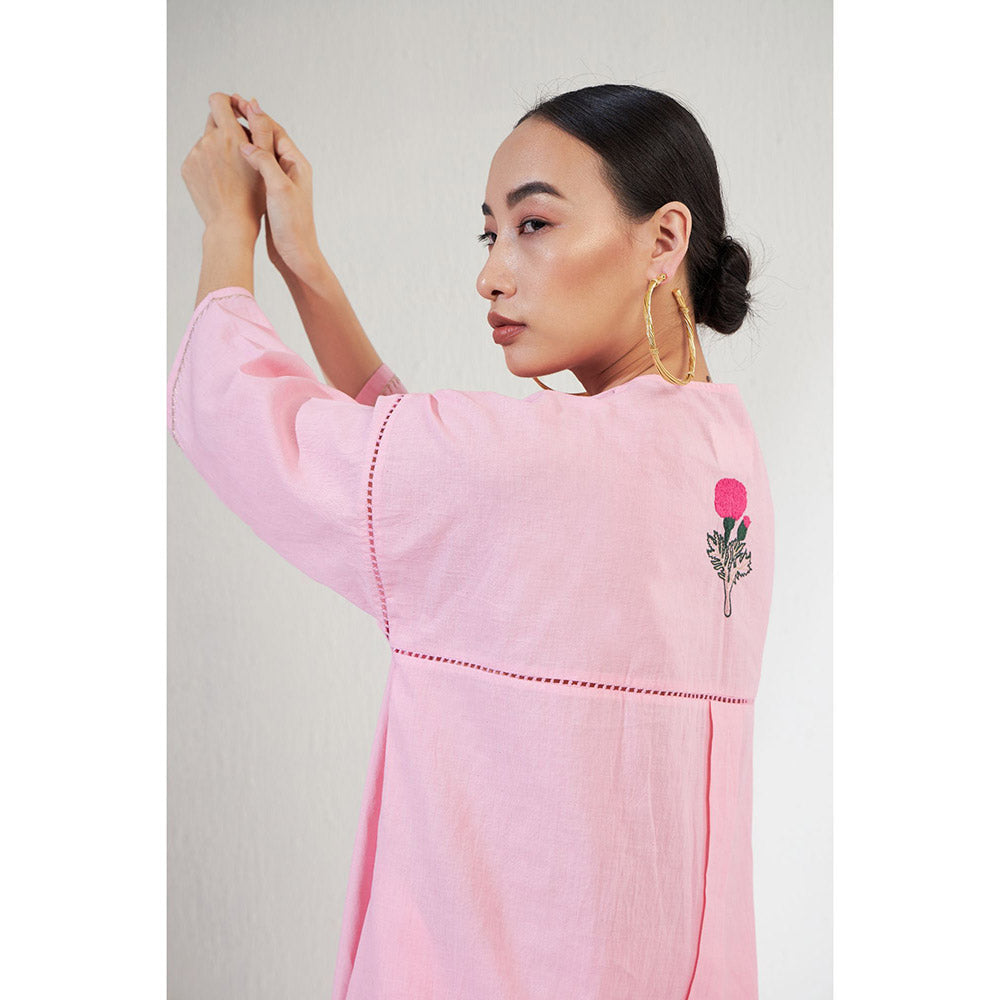Aavidi By Dimple Naz Pink Embroidered Co-ord (Set of 2)