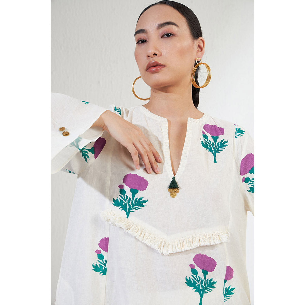 Aavidi By Dimple Veera Green Floral Co-ord (Set of 2)