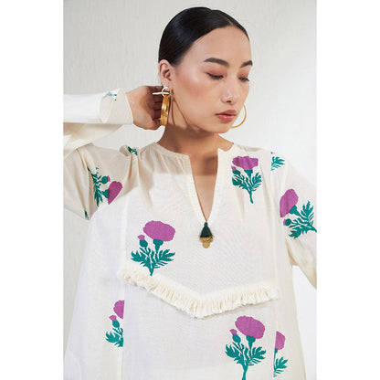 Aavidi By Dimple Veera Green Floral Co-ord (Set of 2)