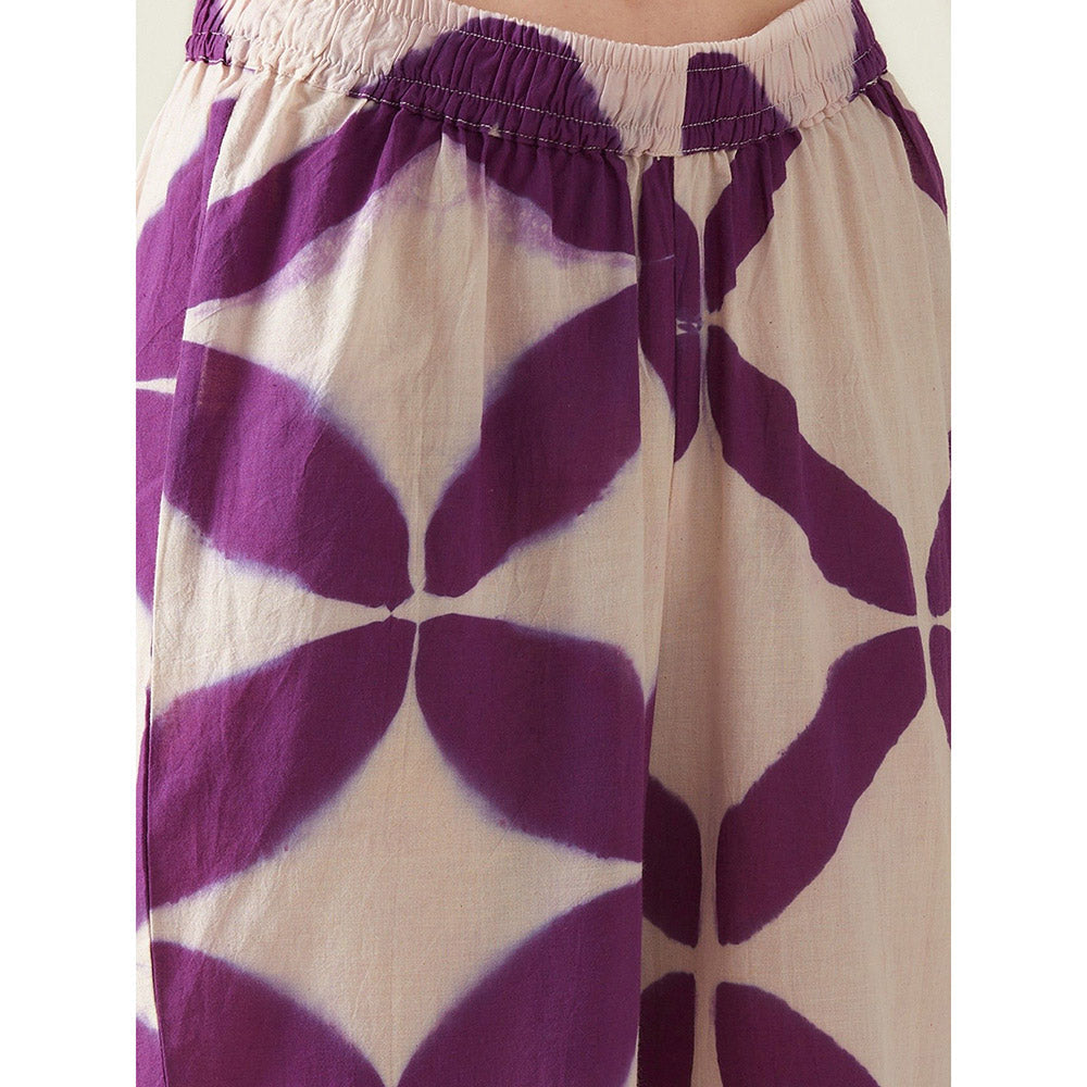 Aavidi By Dimple Purple Clamp Dye Embroidered Co-Ord (Set of 2)